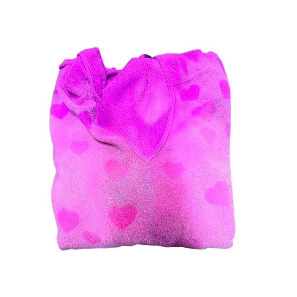 Hand painted fleece hoodie black and pink hearts - Picture 5 of 11